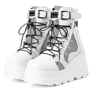 Stacked Wedge Combat Ankle Boot